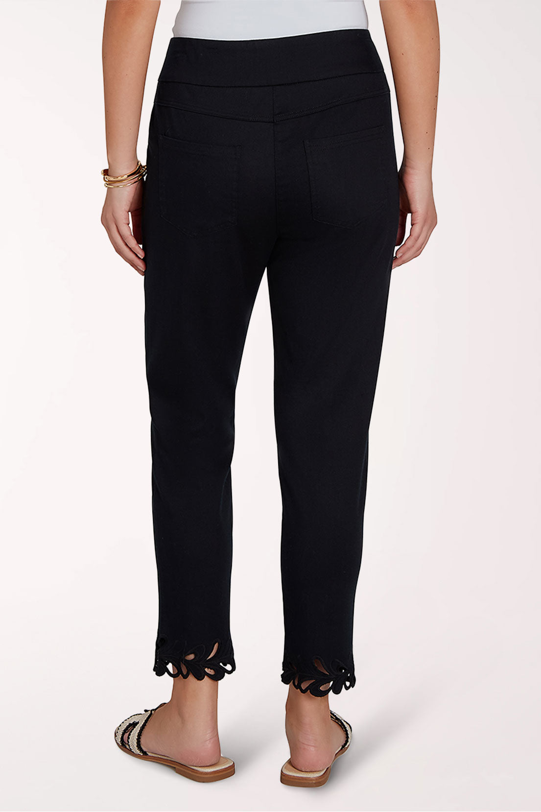 Tropical Noir Cutout Hem Tencel Denim Pant