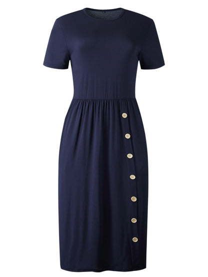 Beth Dutton Wardrobe Summer Solid Color Buttons Leisure Women's Knitted Dress