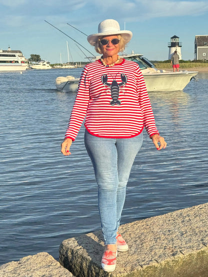 RED STRIPED LOBSTER SWEATER