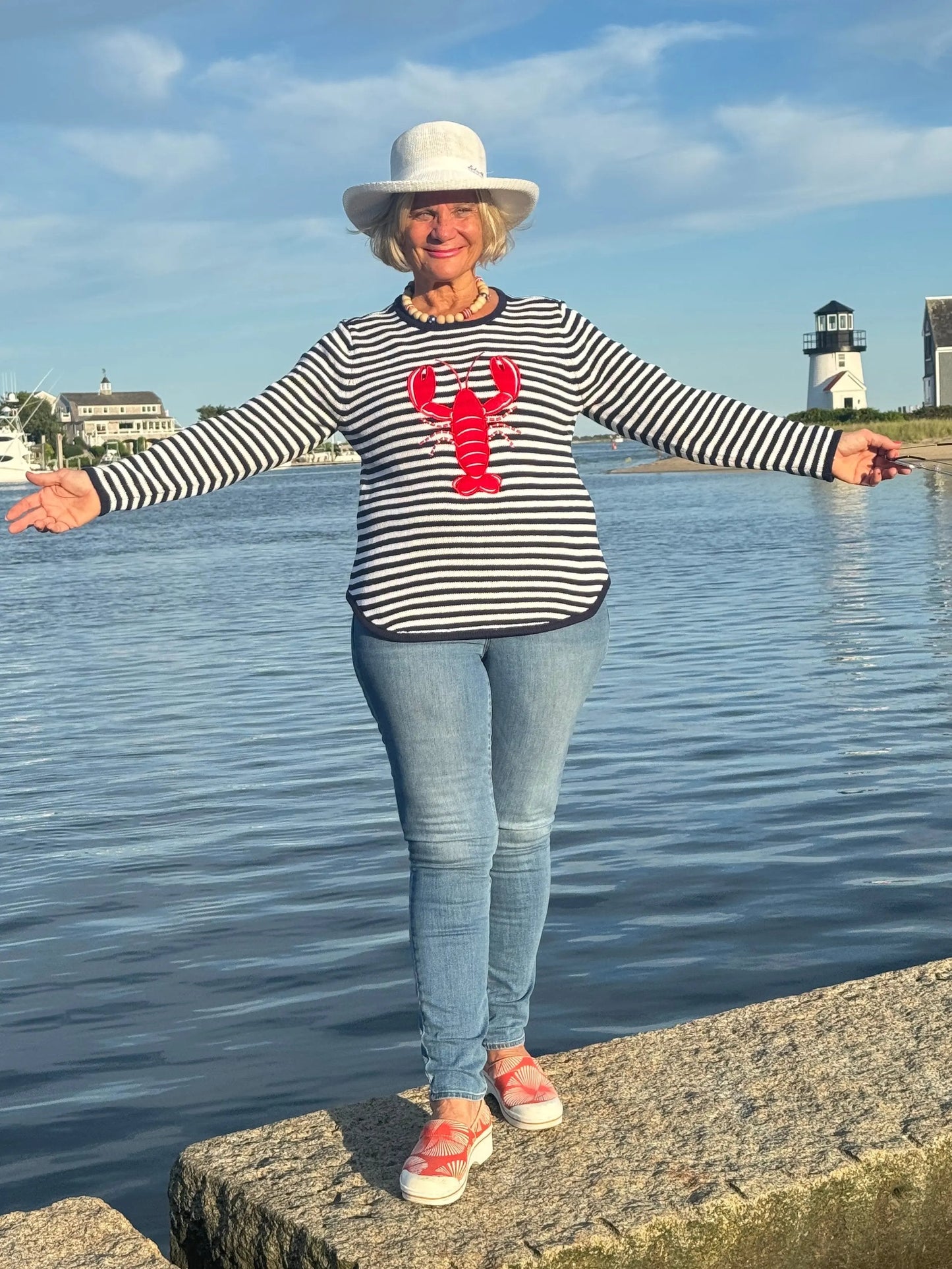 NAVY STRIPE LOBSTER SWEATER