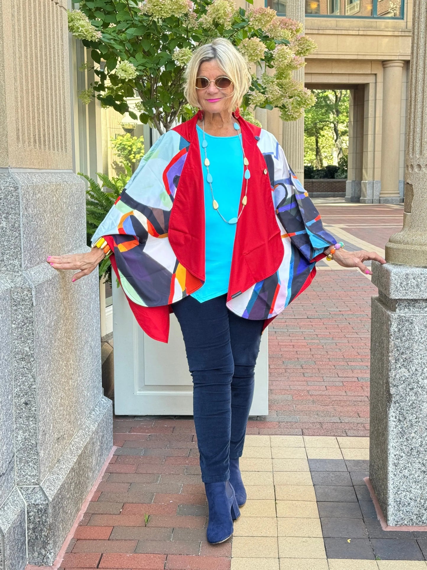 Red fashion Travel Reversible Rain Cape