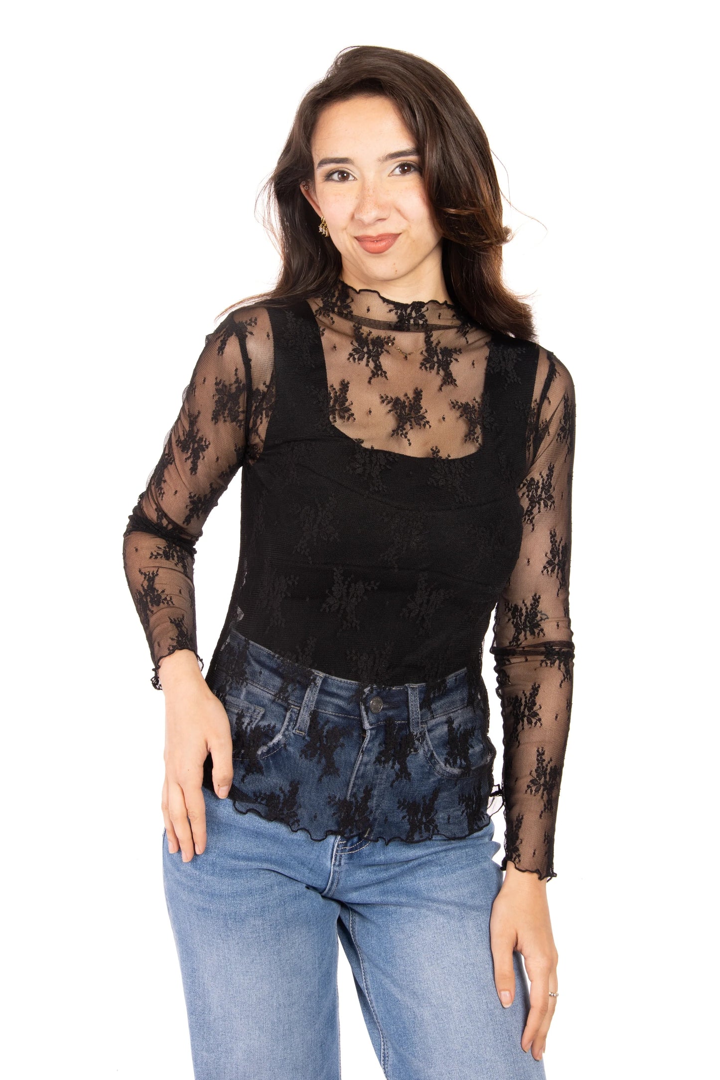 Women's Lace Long Sleeve Layering Top