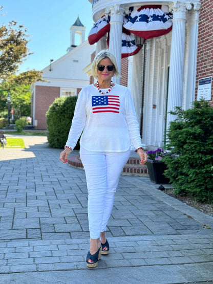 LULU-B WHITE FLAG SWEATER
