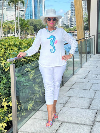 LULU-B WHITE SEAHORSE SWEATER