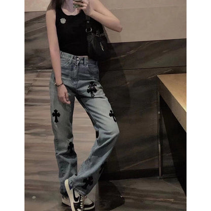 CHH Chrome Hearts Jeans Unisex Casual Loose Jeans