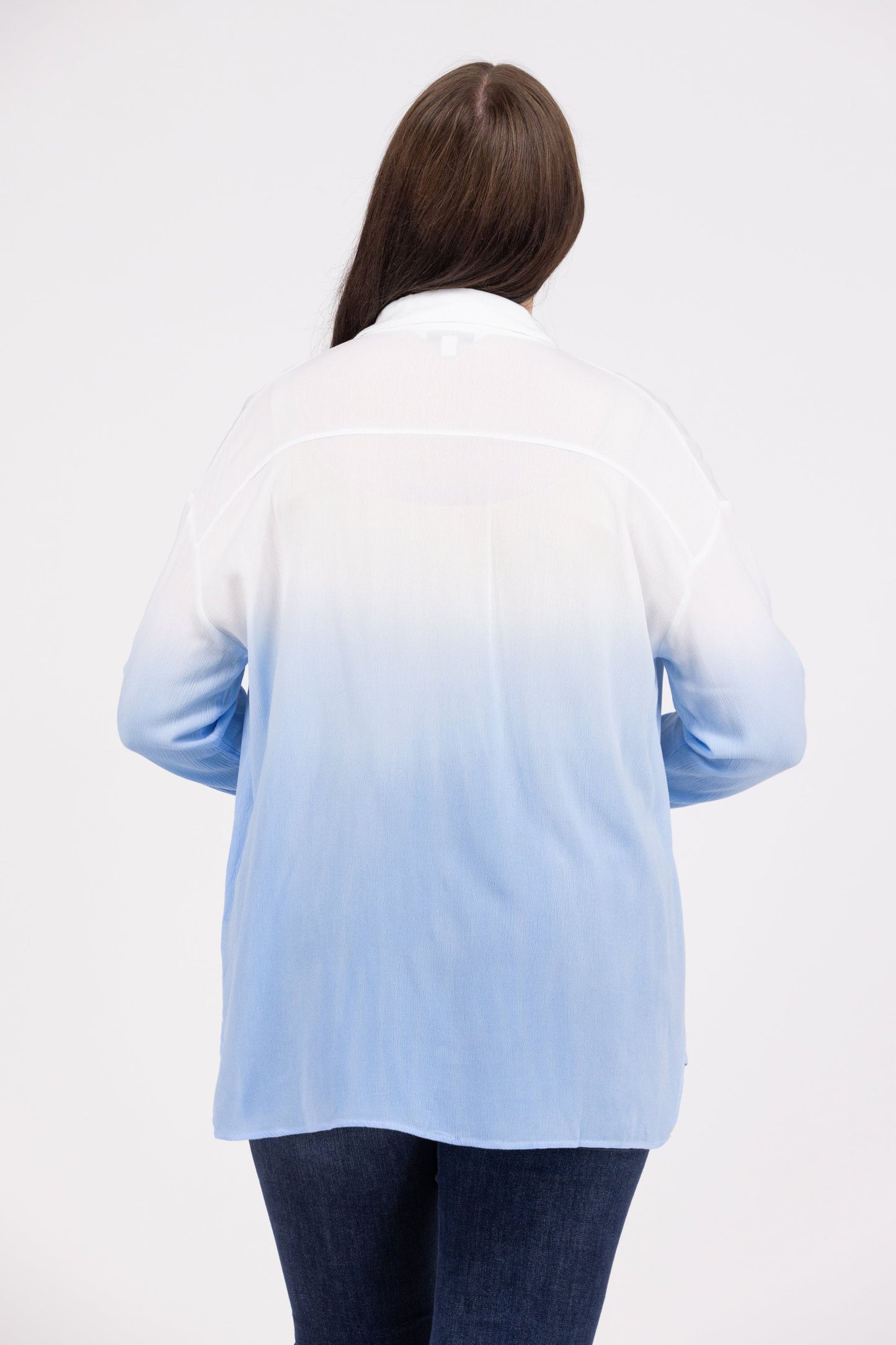 Take A Dip In The Ocean Women's Ombre Button Up Long Sleeve Top