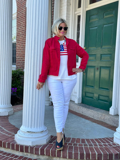 LULU-B WHITE FLAG SWEATER
