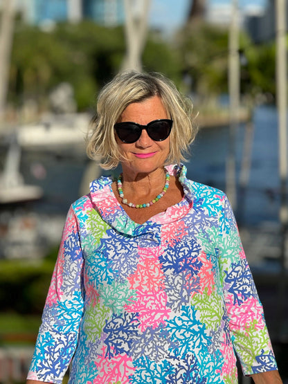 SALINA REEF RUFFLE SLEEVE TOP