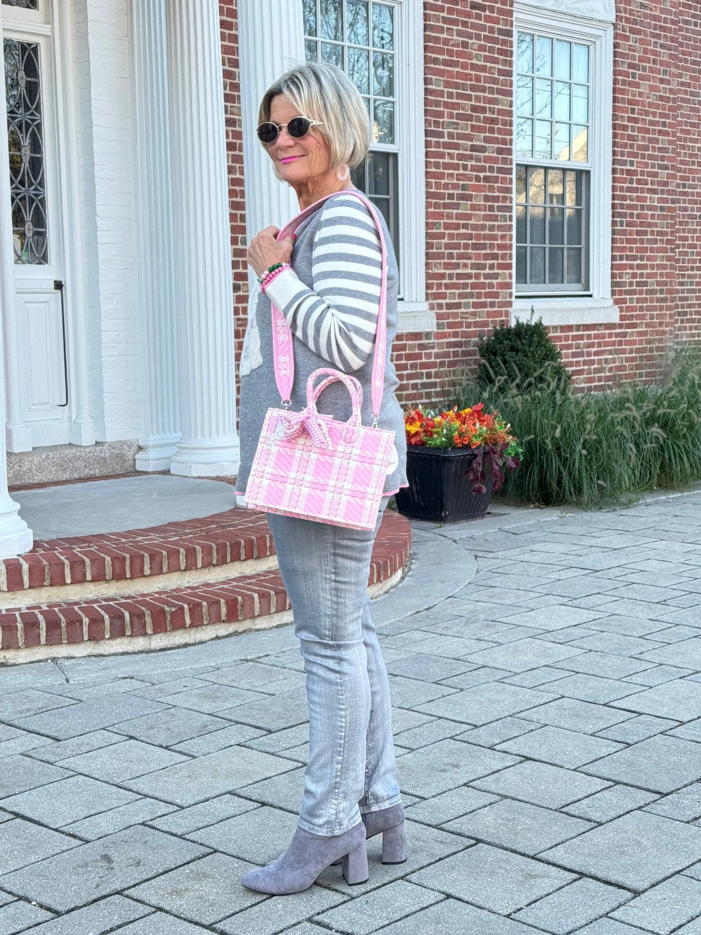 Maltese Puppy Striped Sleeve Sweater