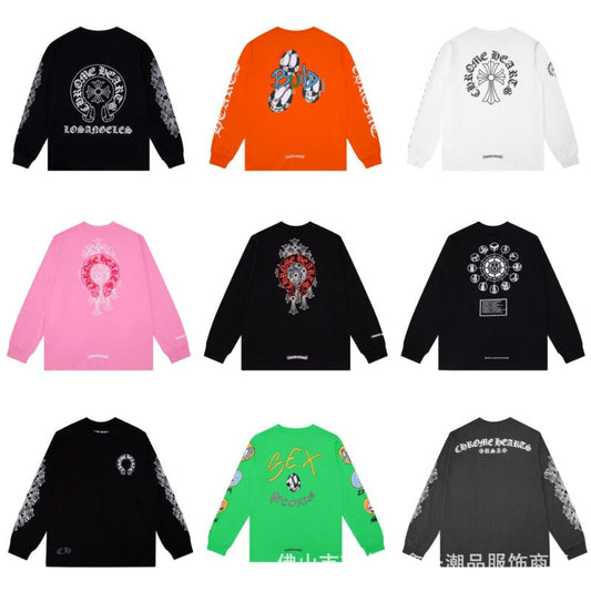 Chh Chrome Heart Long Sleeve Shirt Unisex Fashion Loose Long Sleeve Shirt