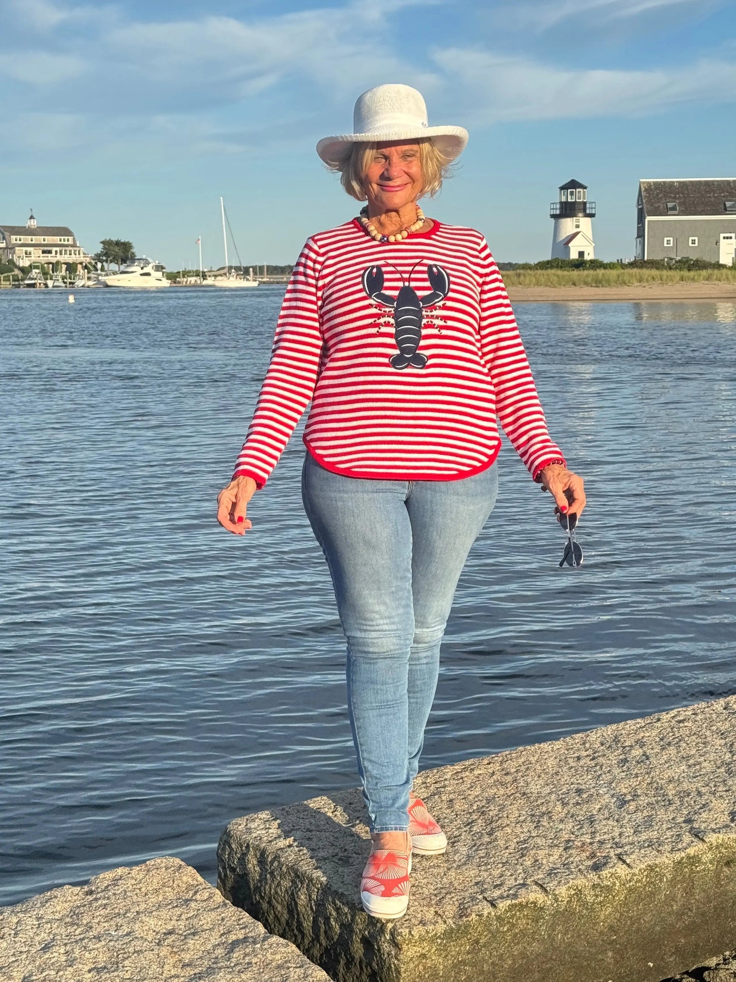 RED STRIPED LOBSTER SWEATER