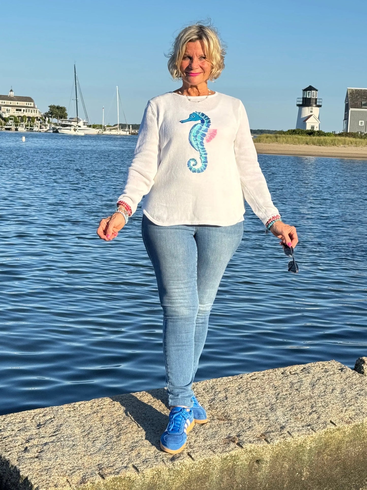 LULU-B WHITE SEAHORSE SWEATER