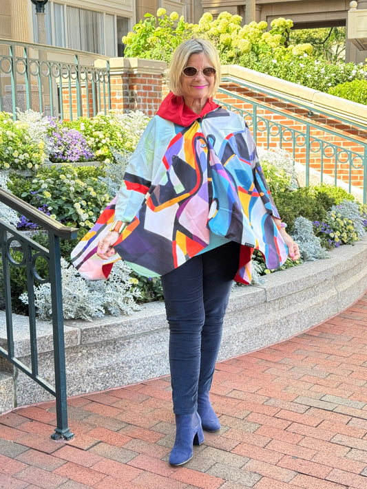 Red fashion Travel Reversible Rain Cape