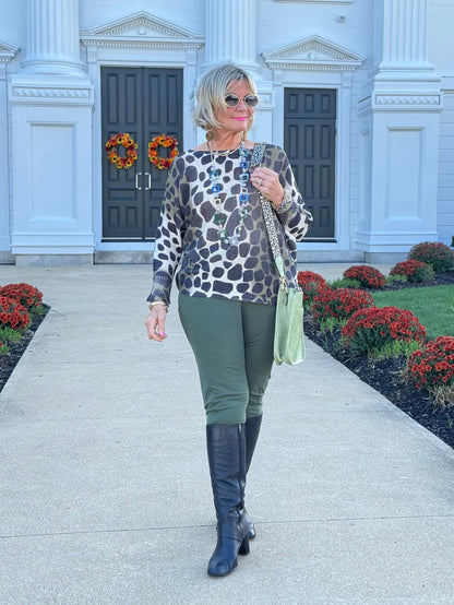 OMBRE GIRAFFE PRINT LUREX KNIT TOP