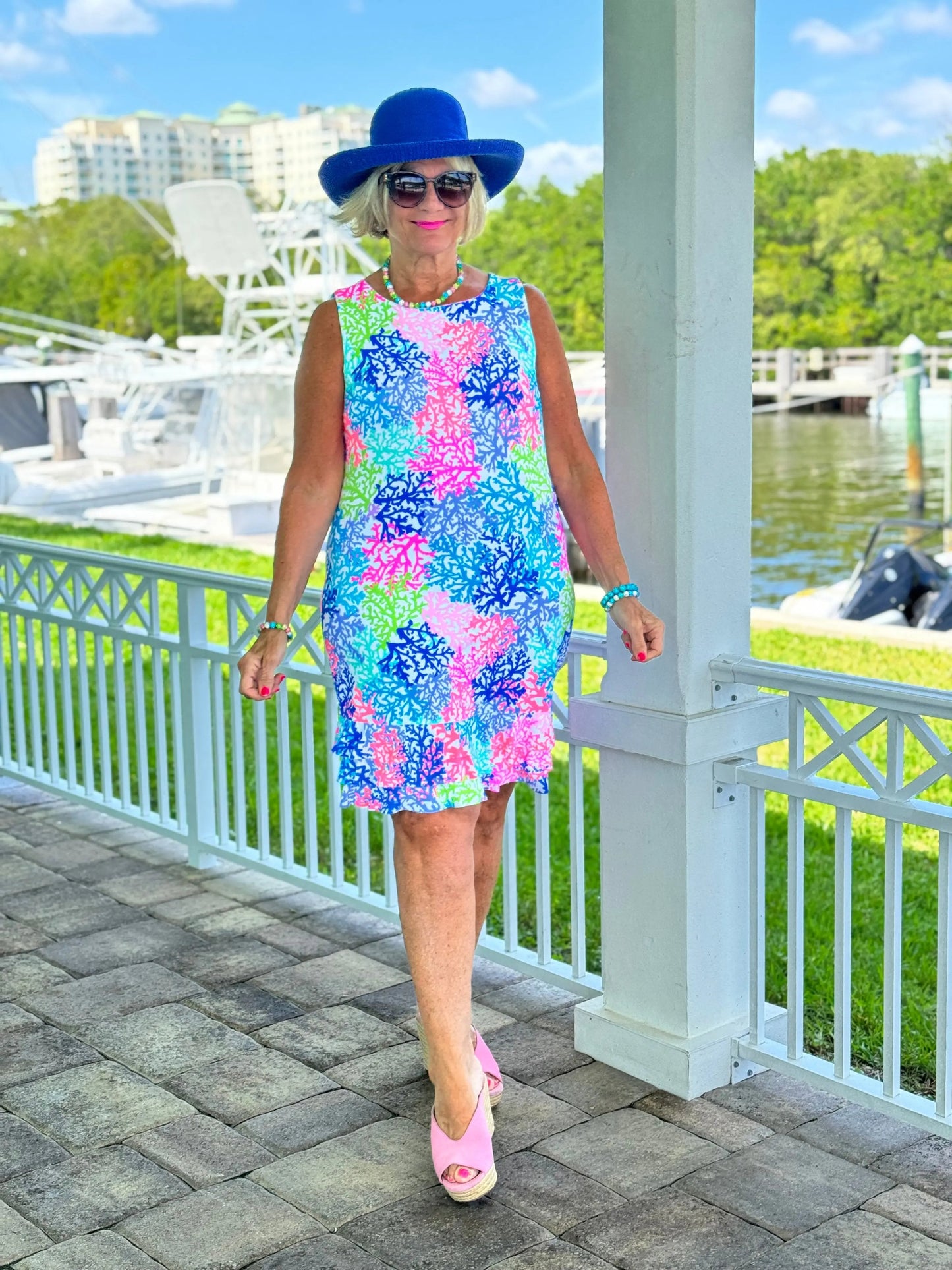 SALINA REEF SHIFT RUFFLE DRESS