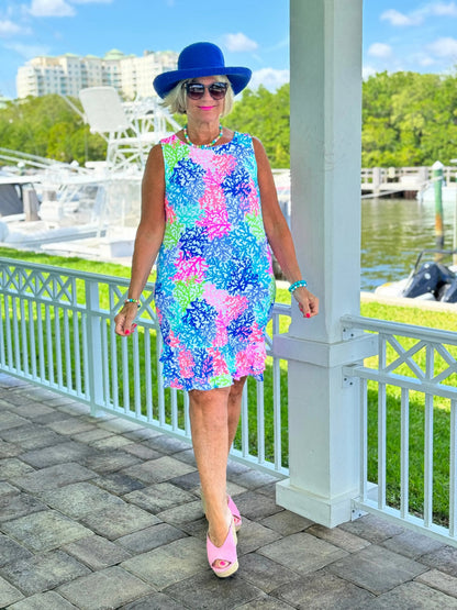 SALINA REEF SHIFT RUFFLE DRESS