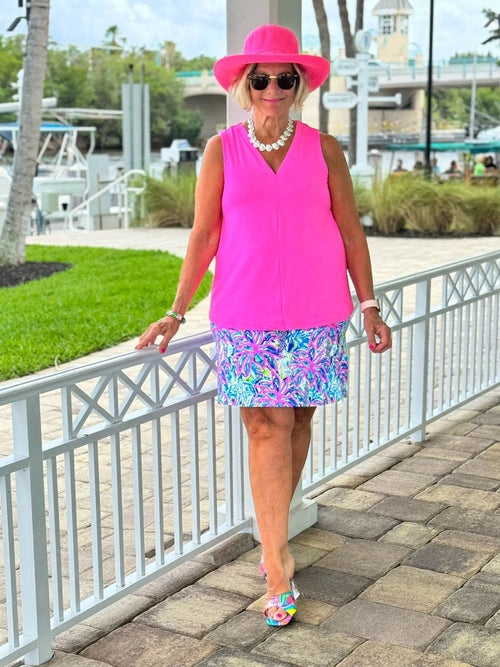 PINK PALM TREE SKORT