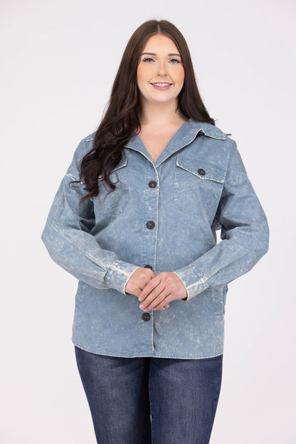 Let's Get Together Women's Collared Button Down Shacket