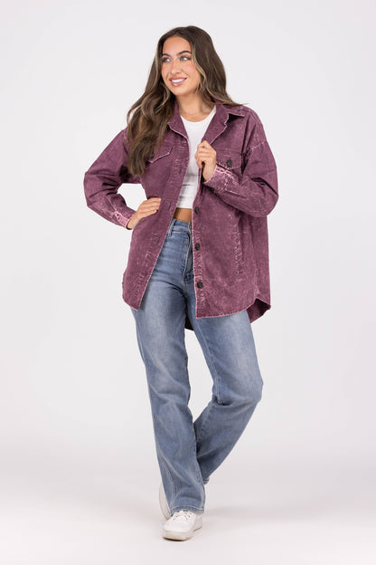 Let's Get Together Women's Collared Button Down Shacket