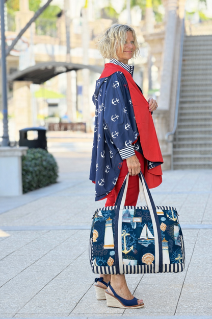 Navy / Red Reversible Rain Cape - Anchor Collection