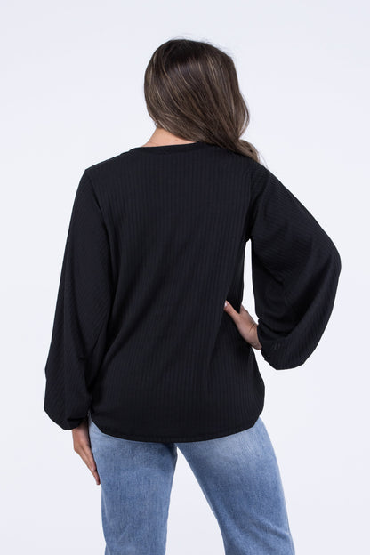 Smile Back Women's Ribbed Long Sleeve Top