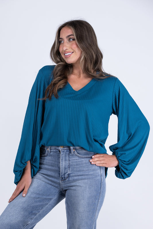 Smile Back Women's Ribbed Long Sleeve Top