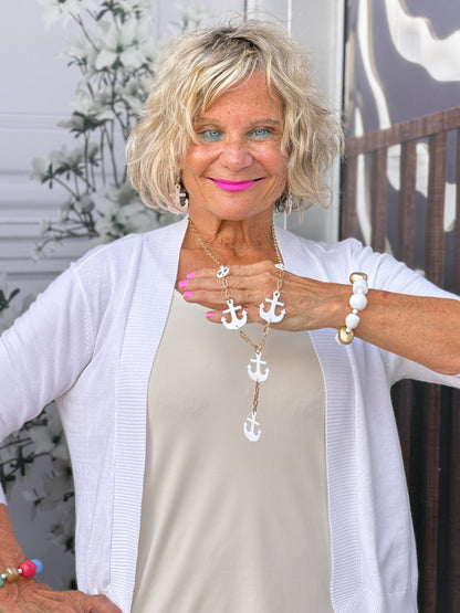 Multi White Anchor Necklace
