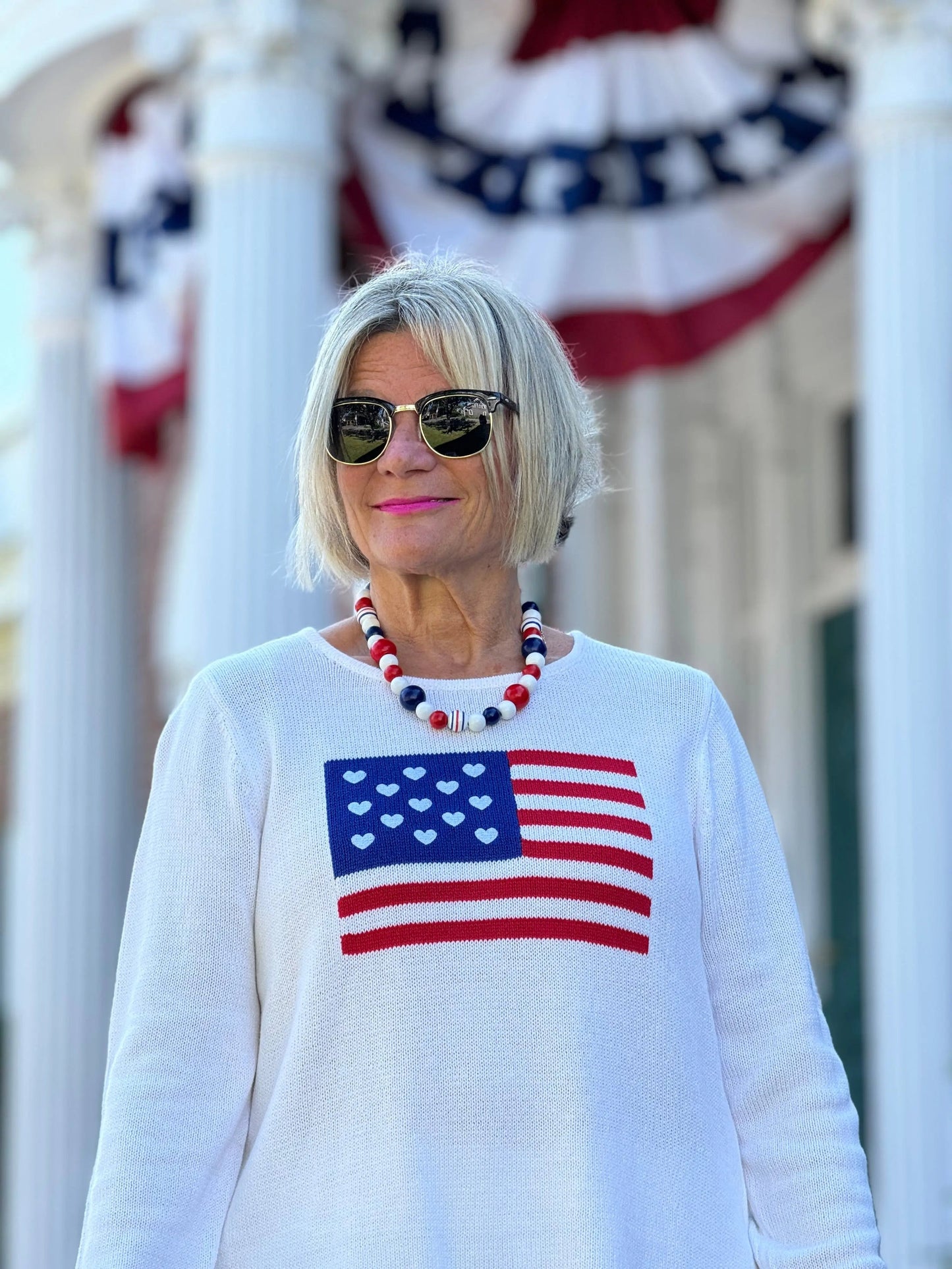 LULU-B WHITE FLAG SWEATER