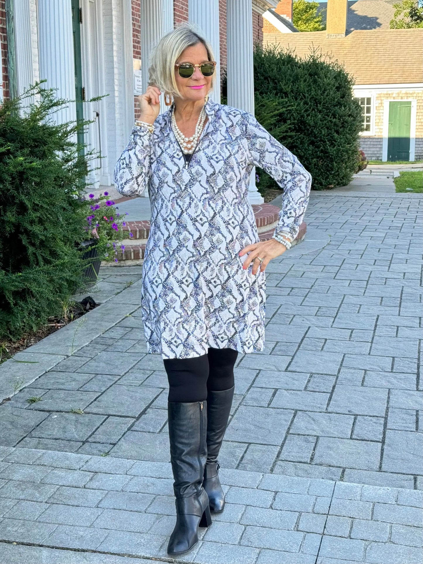 LULU-B WINTER WHIT HALF ZIPPER DRESS