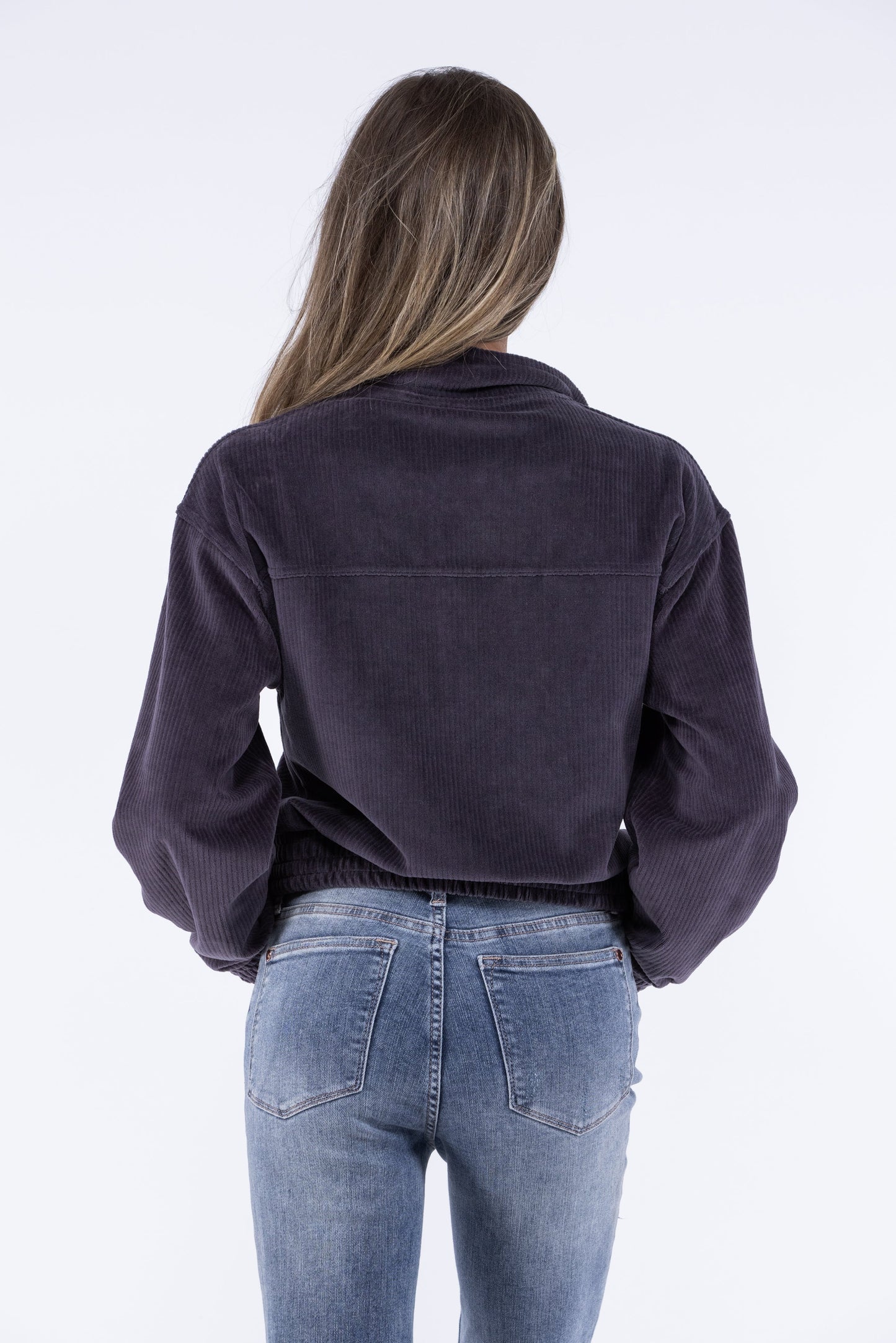 Doin It Right Women's Zip Up Cropped Corduroy Jacket