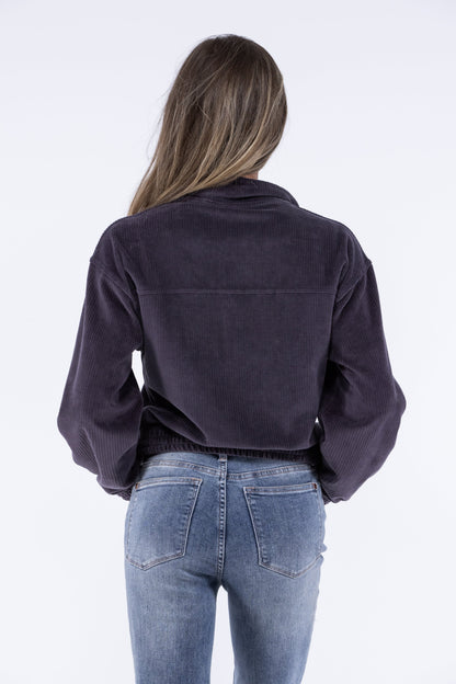 Doin It Right Women's Zip Up Cropped Corduroy Jacket