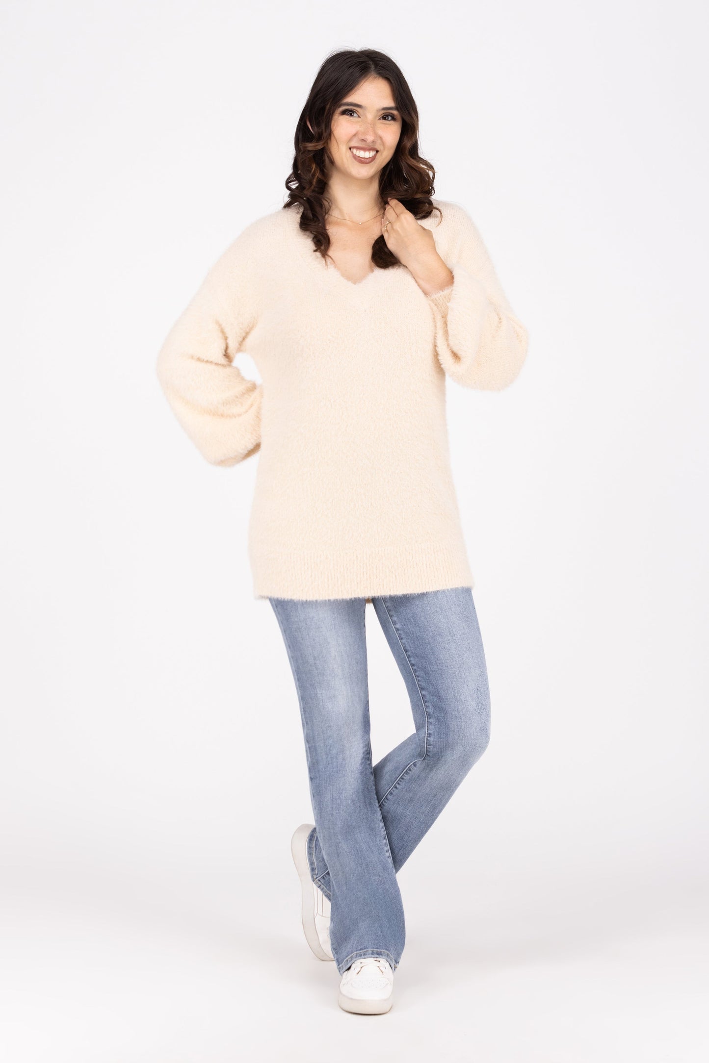 Total Show Off Women's V-Neck Long Sleeve Sweater