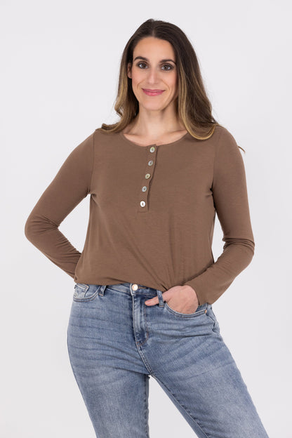 Shine Like the Sun Women's 1/4 Button Long Sleeve Top