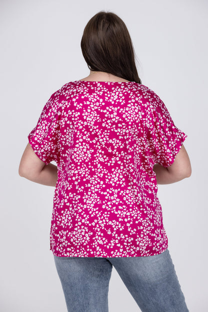 Silhouette Flowers Women's V-Neckline Top