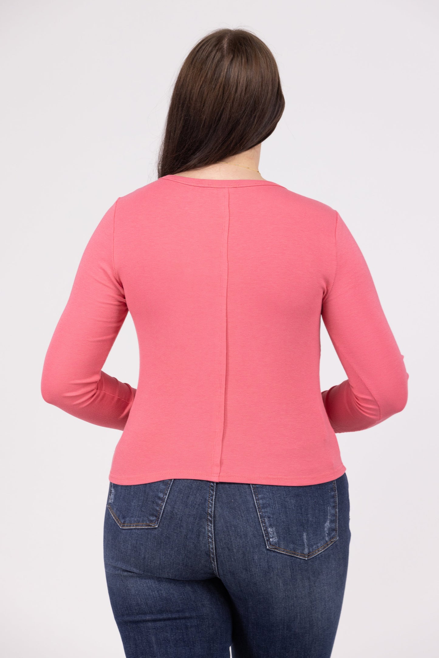 Won't Say it Twice Women's Ribbed Henley Long Sleeve Top
