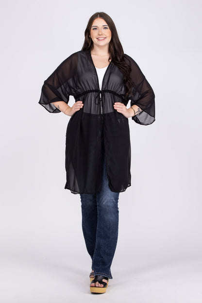 Make Me Feel Special Women's Sheer Front Tie Kimono