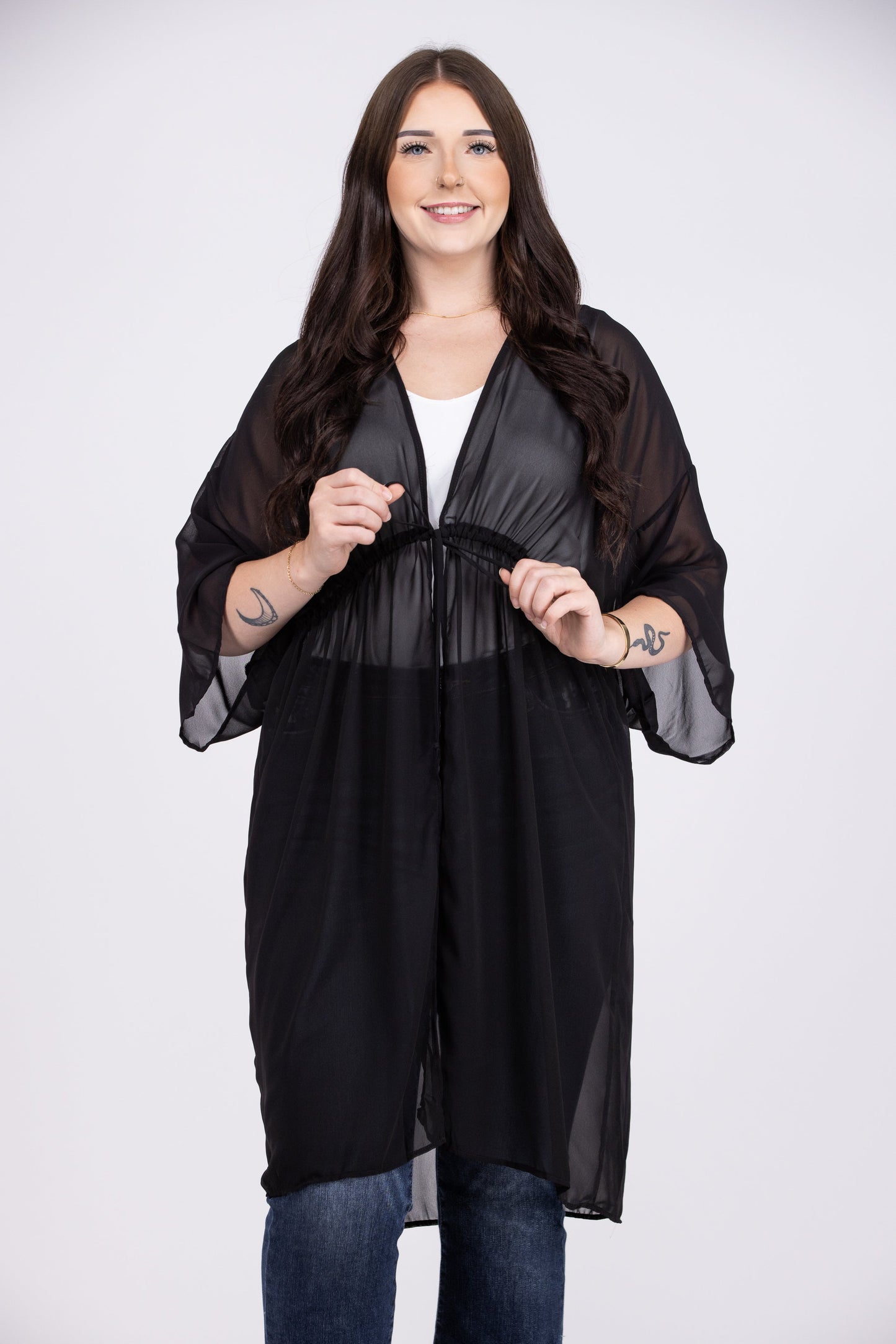 Make Me Feel Special Women's Sheer Front Tie Kimono