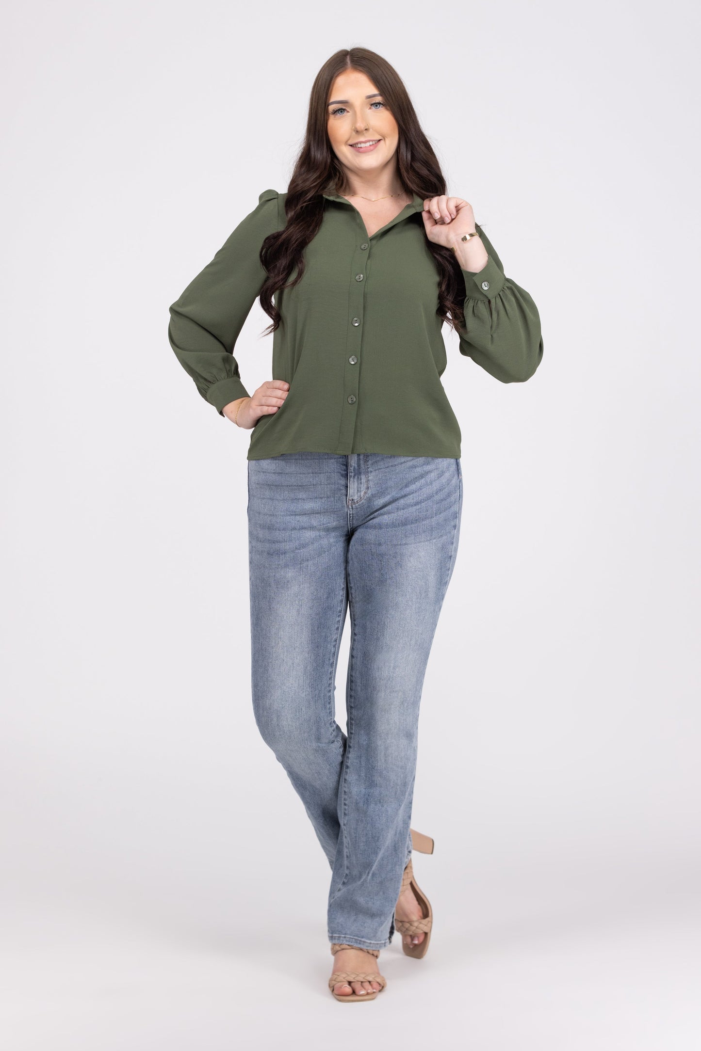 Lets Work It Women's Lightweight Button Down Top