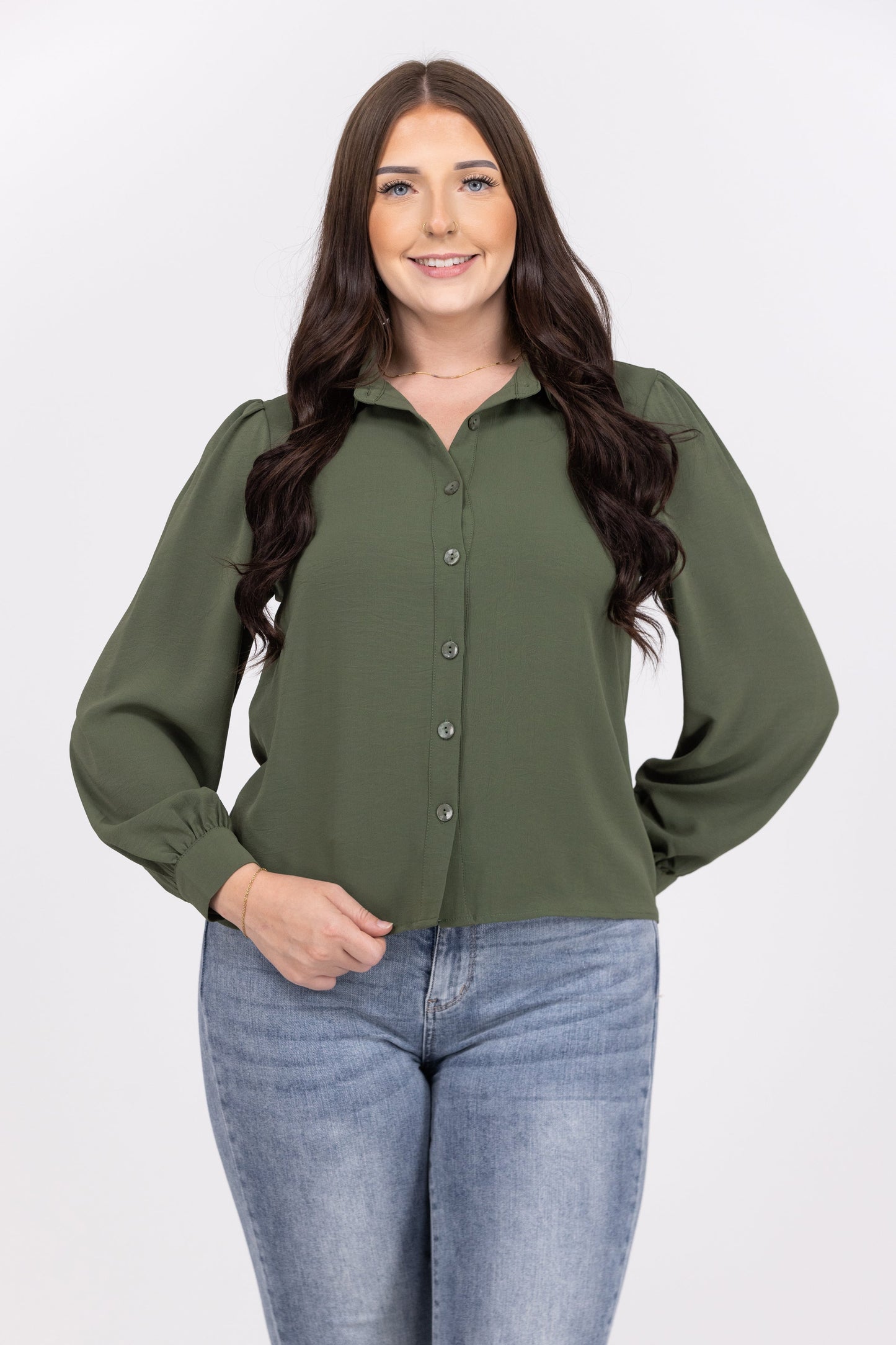 Lets Work It Women's Lightweight Button Down Top