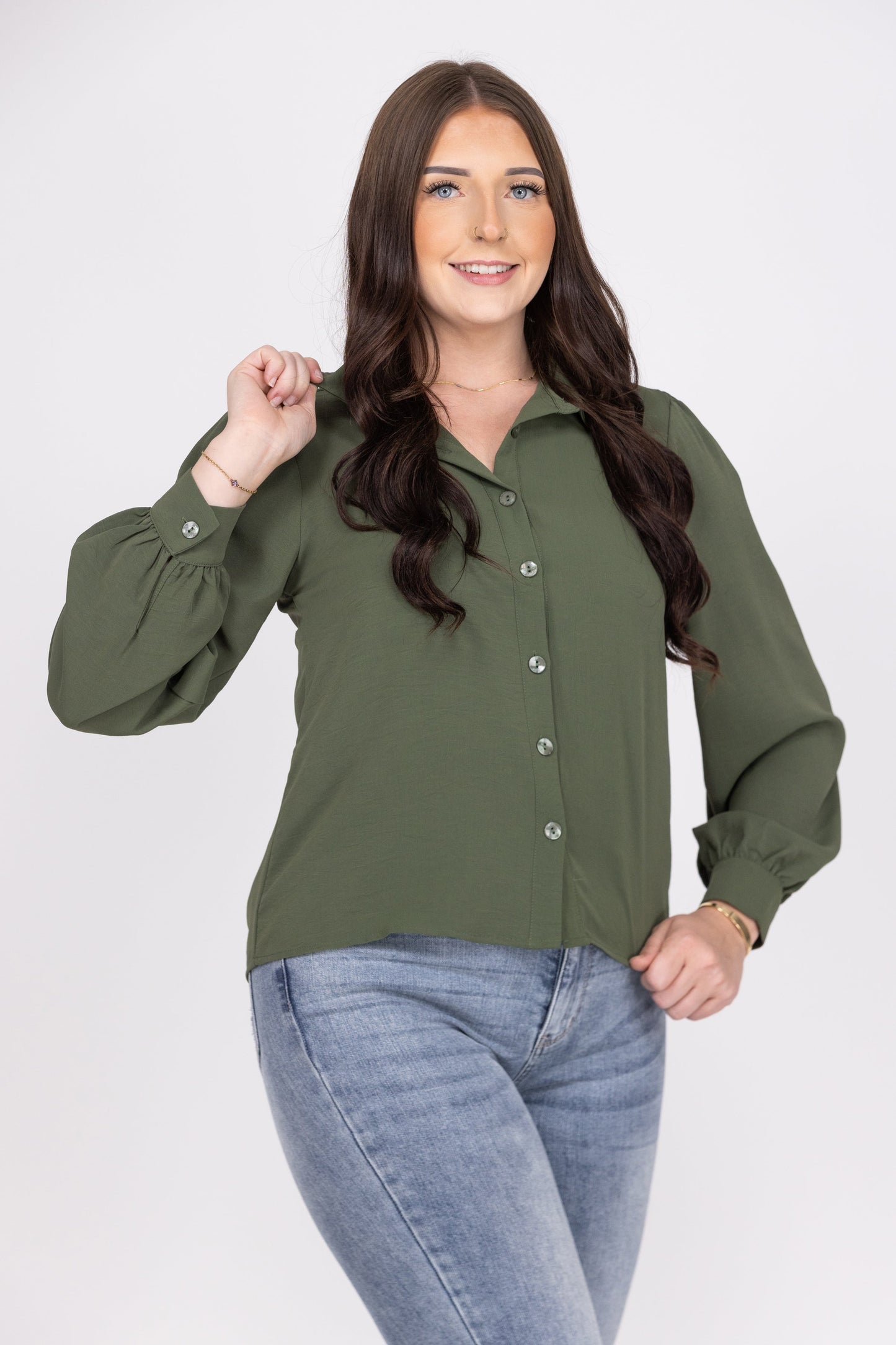 Lets Work It Women's Lightweight Button Down Top
