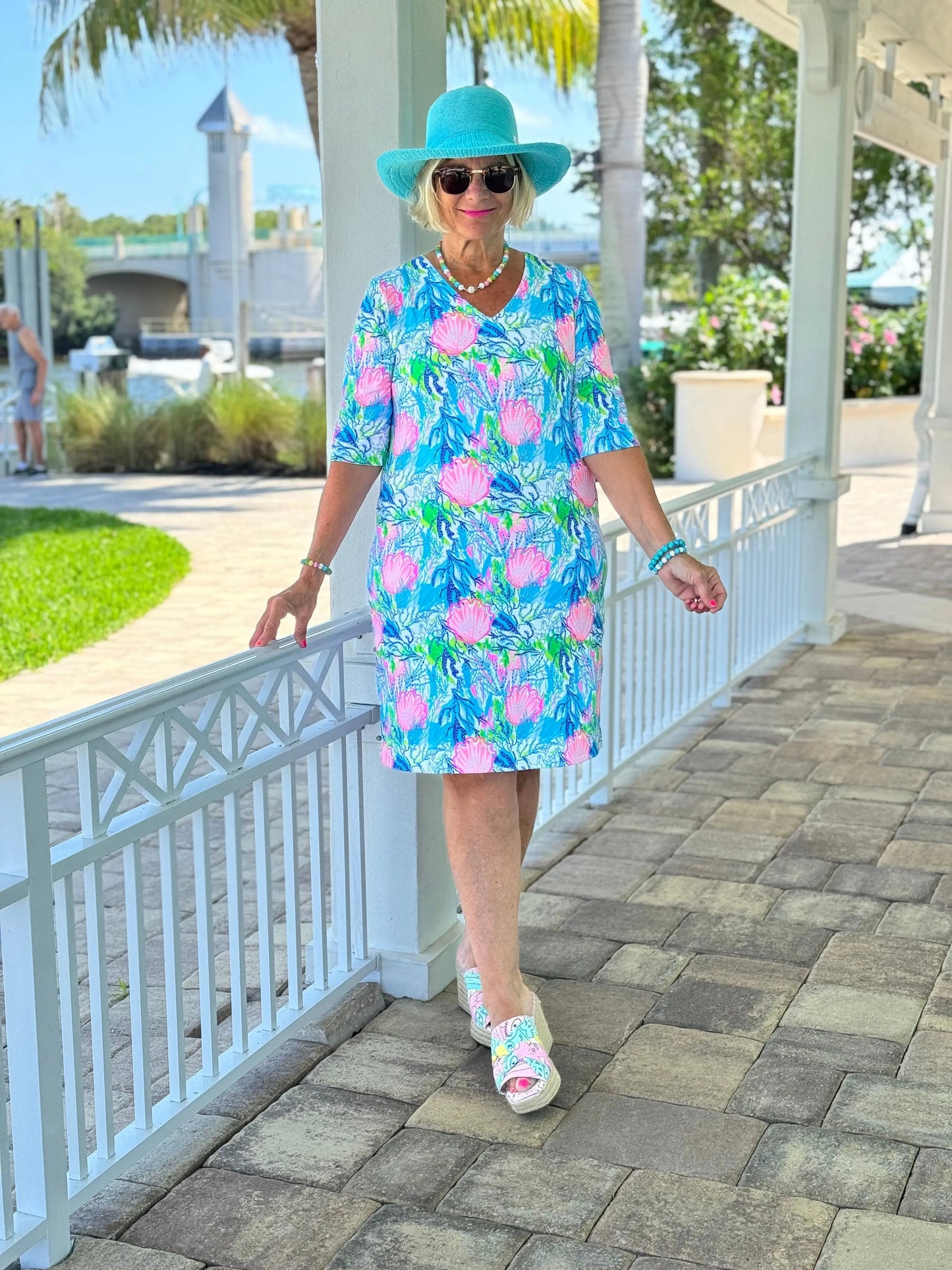 SEASHELL BEACH ELBOW SLEEVE DRESS