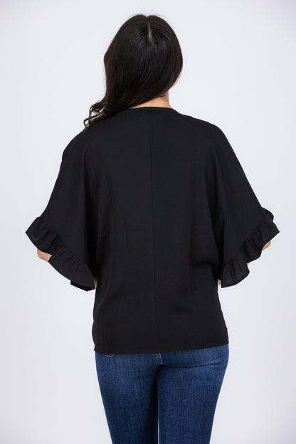 Let Love Flow Women's V-Neck Dolman Ruffled Sleeve Top