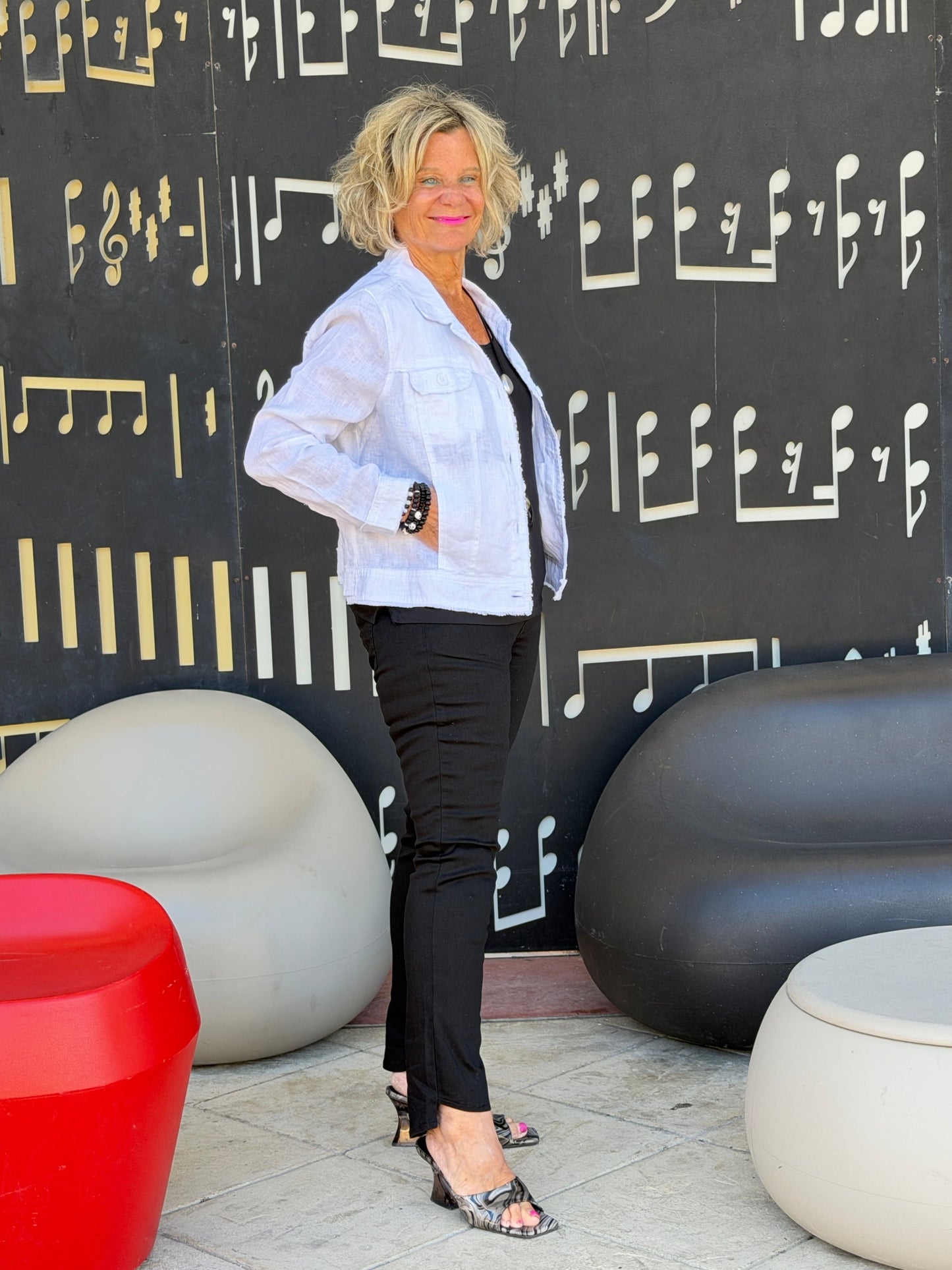 LULU-B WHITE METALLIC LINEN JACKET