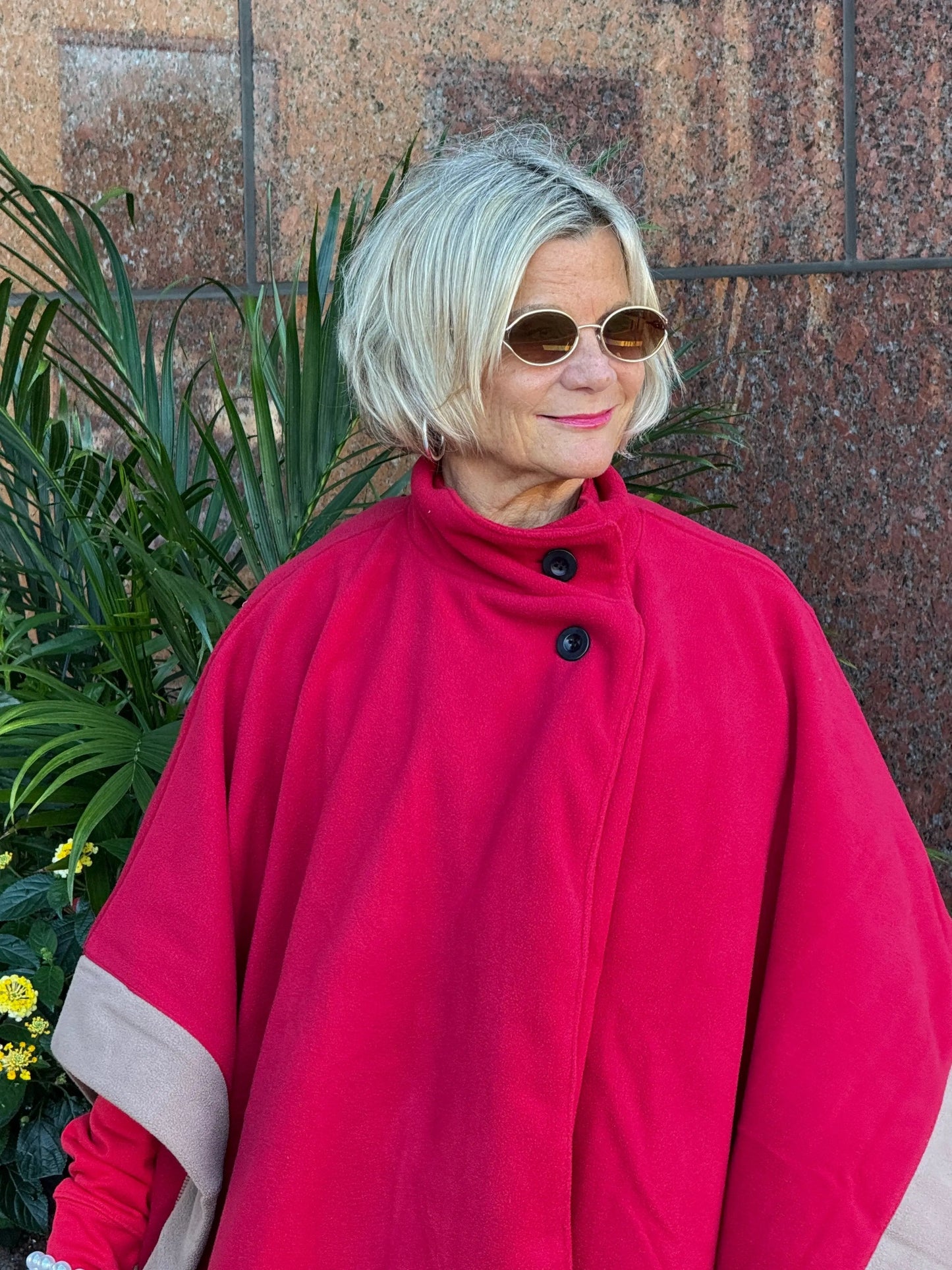 Red Womens Poncho Outer Coat