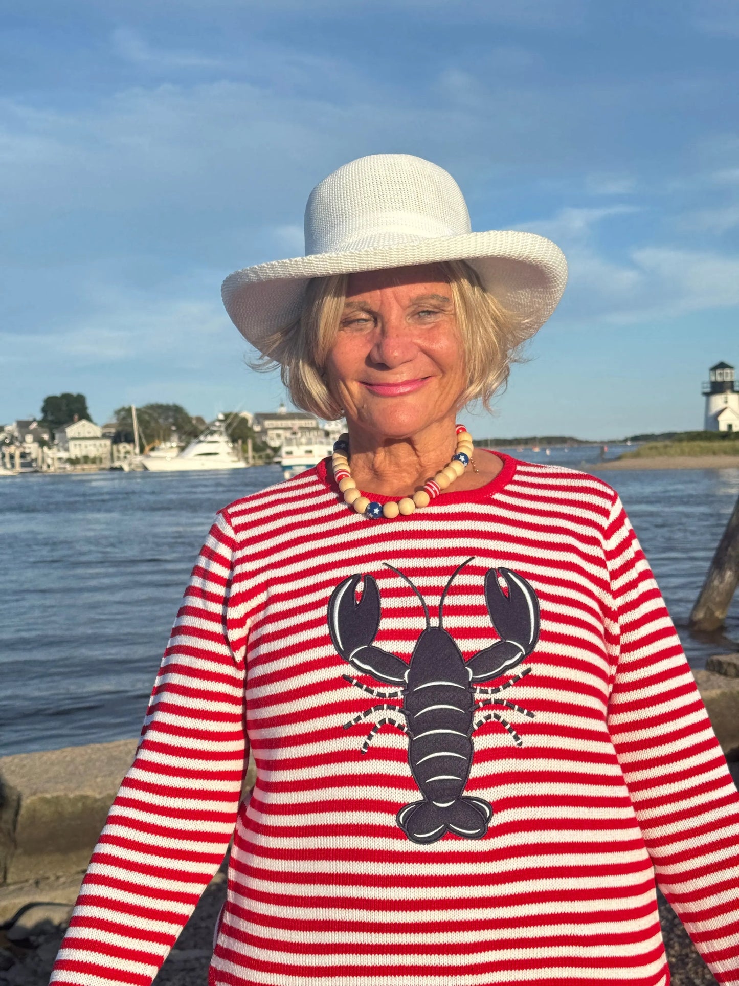 RED STRIPED LOBSTER SWEATER