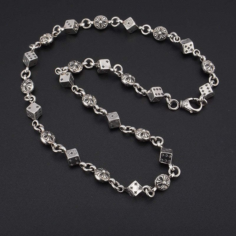 Chrome Hearts Necklace Dice Cross Vintage Cross Flower Men's and Women's Necklaces