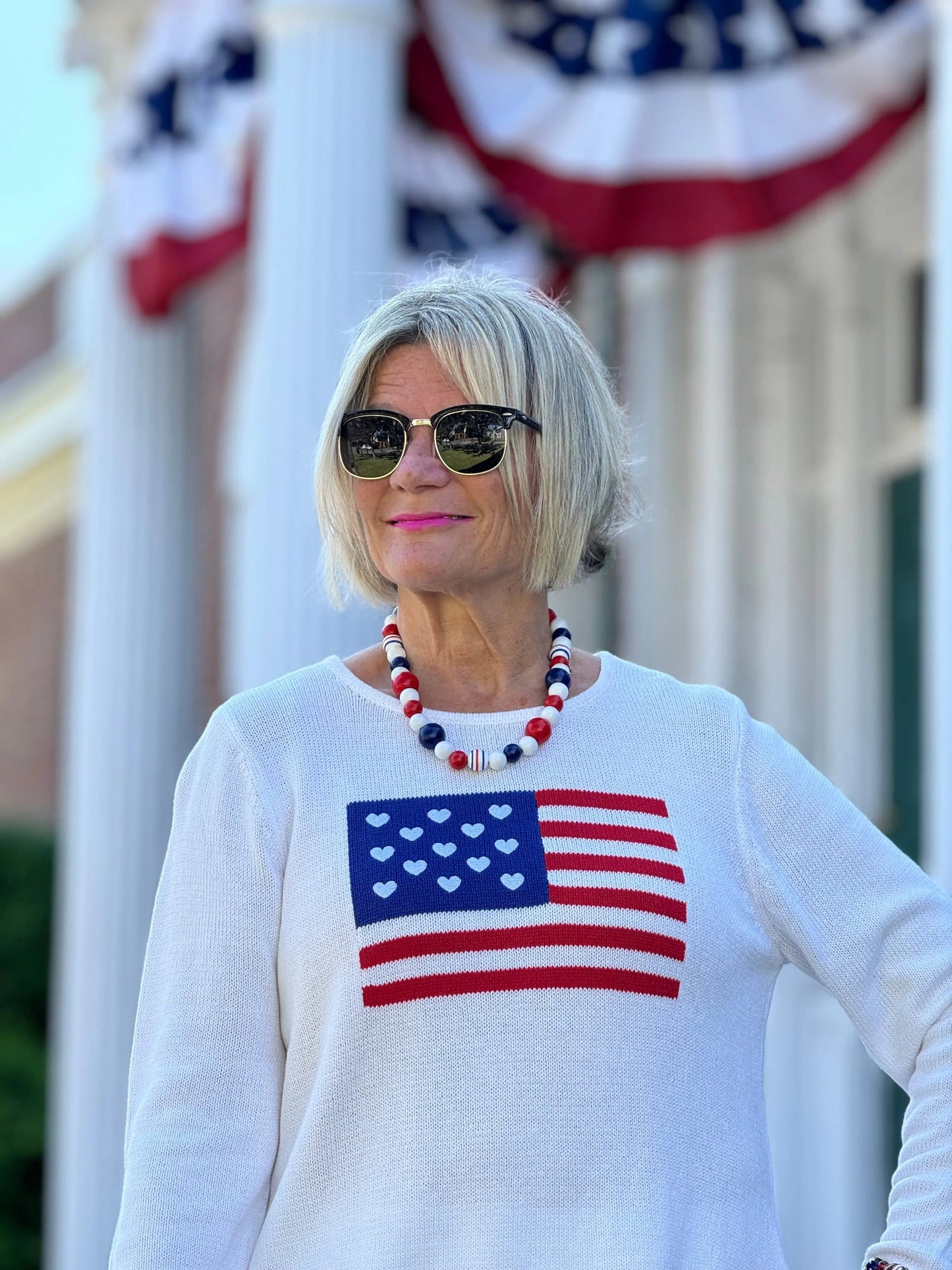 LULU-B WHITE FLAG SWEATER