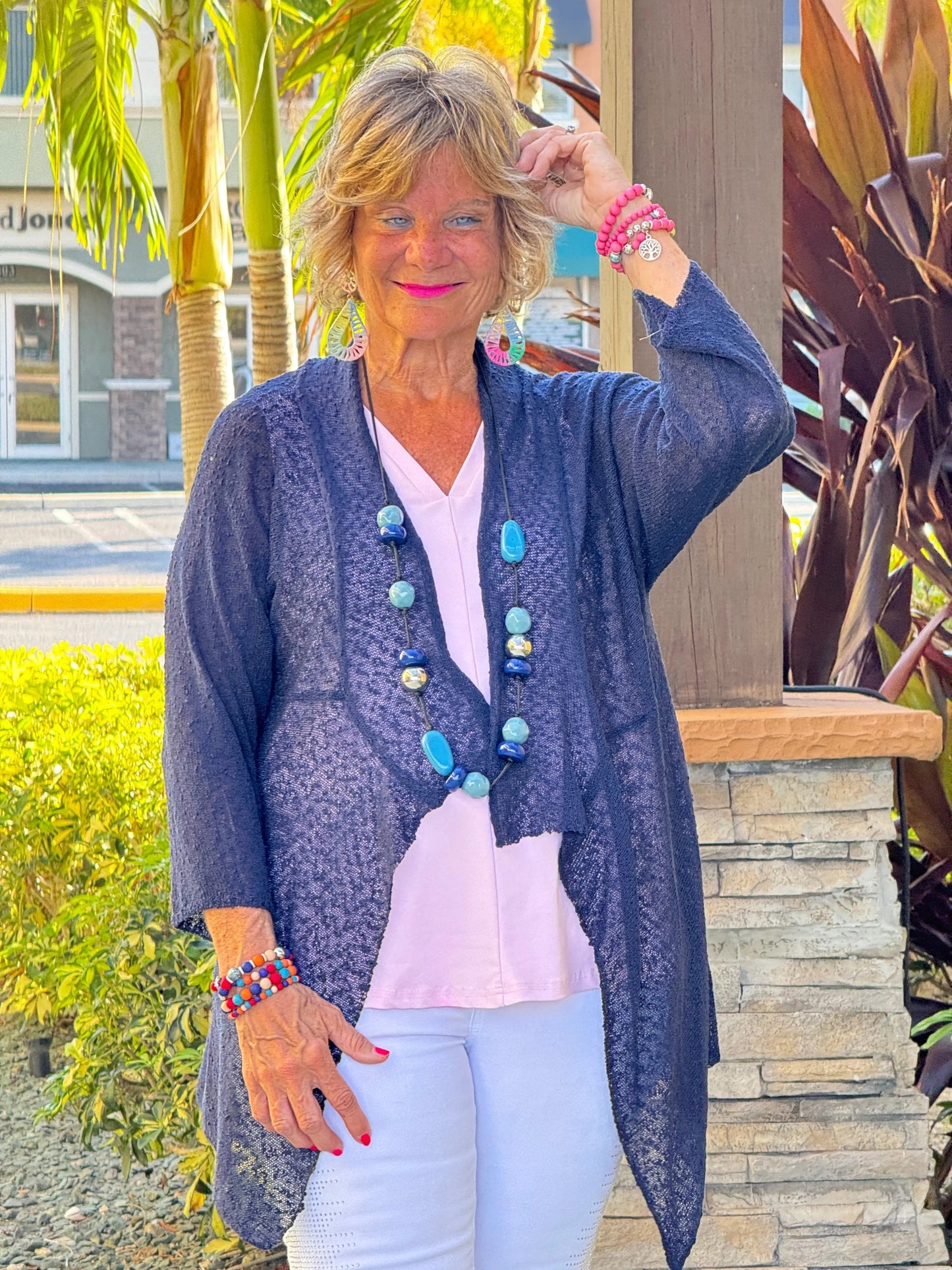 NAVY MESH RUFFLE WRAP