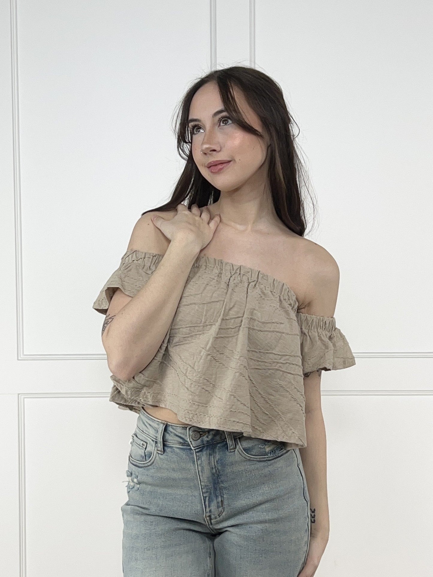 My Own Way Women's Textured Off The Shoulder Top