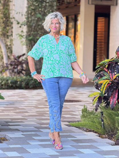 SPRING GREEN BOHO TOP